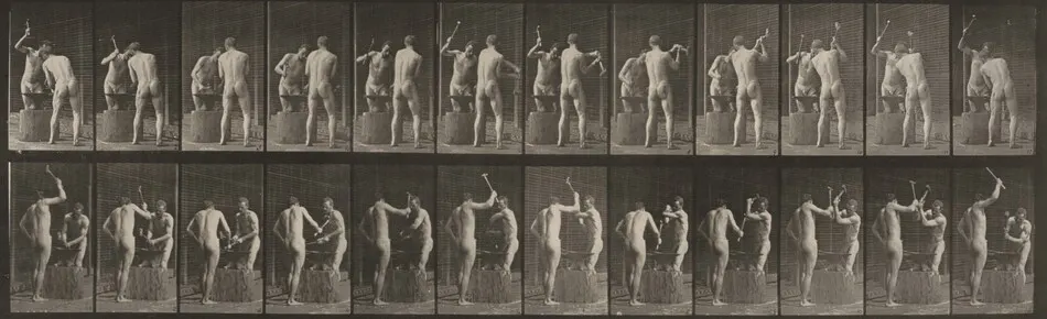 Plate Number 375. Blacksmiths, hammering on anvil by Eadweard Muybridge