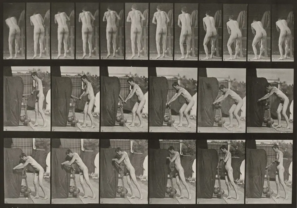 Plate Number 394. Turning a crank handle by Eadweard Muybridge