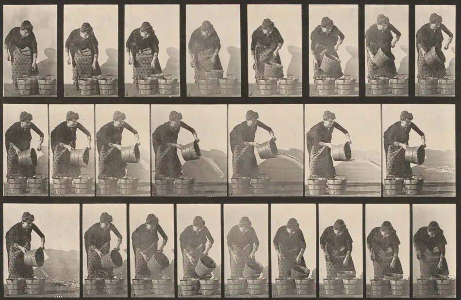 Plate Number 403. Emptying a bucket of water by Eadweard Muybridge