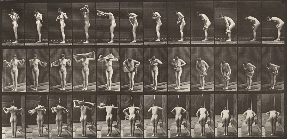 Plate Number 414. Wiping body with towel by Eadweard Muybridge