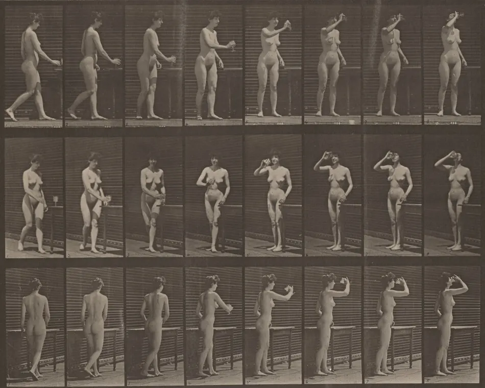 Plate Number 443. Drinking from a goblet while standing by Eadweard Muybridge