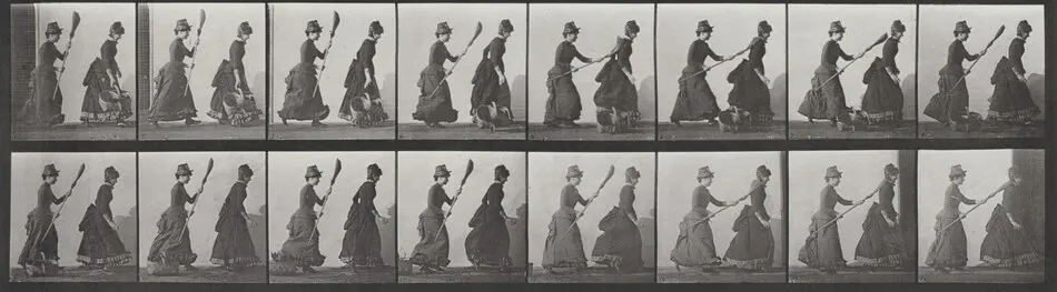 Plate Number 464. Woman chasing another with a broom by Eadweard Muybridge