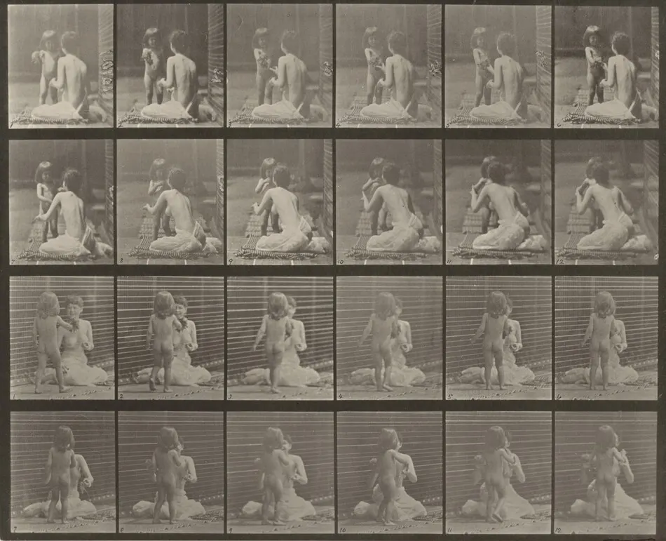 Plate Number 466. Child bringing a bouqet to a woman by Eadweard Muybridge