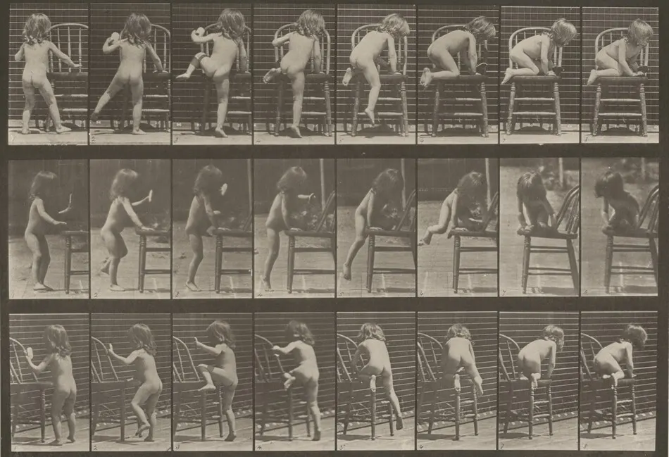 Plate Number 475. Child getting up on a chair by Eadweard Muybridge