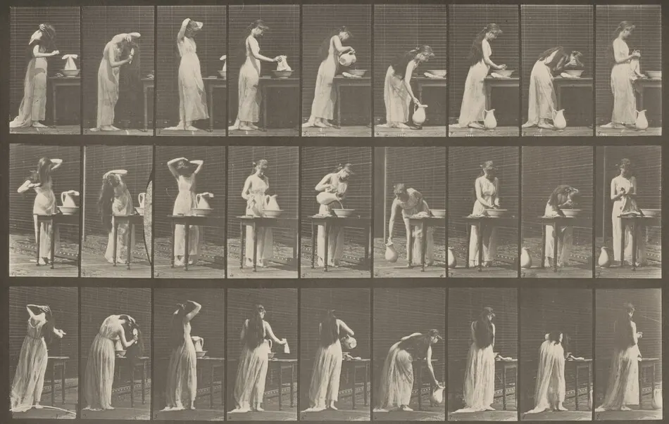 Plate Number 496. Miscellaneous phases of the toilet by Eadweard Muybridge
