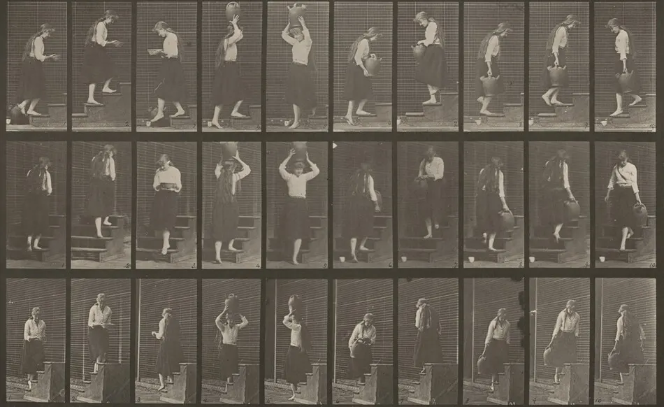Plate Number 504. Ascending and descending stairs by Eadweard Muybridge