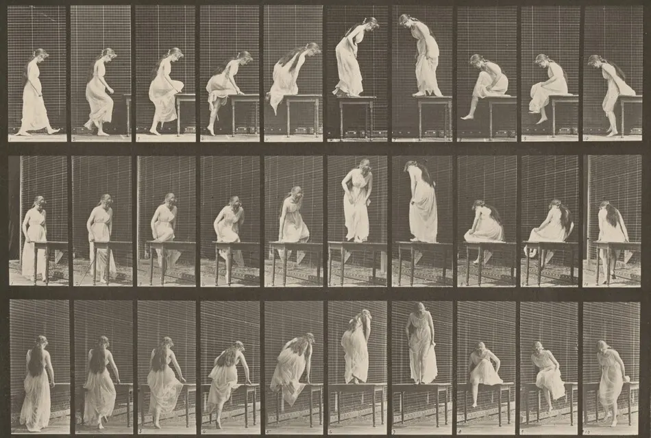 Plate Number 513. Getting on and off a table by Eadweard Muybridge