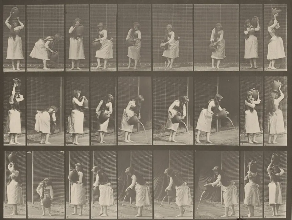 Plate Number 516. Miscellaneous movements with a water jar by Eadweard Muybridge