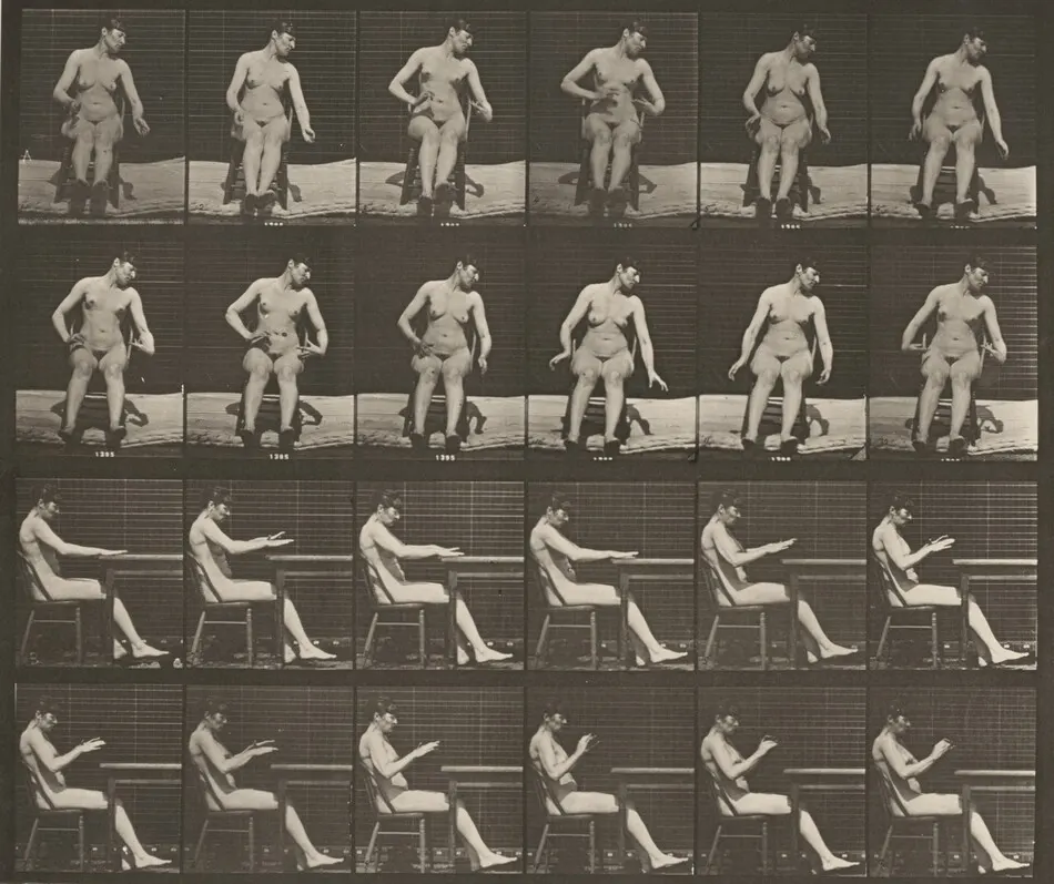 Plate Number 545. Artificially induced convulsions, sitting by Eadweard Muybridge