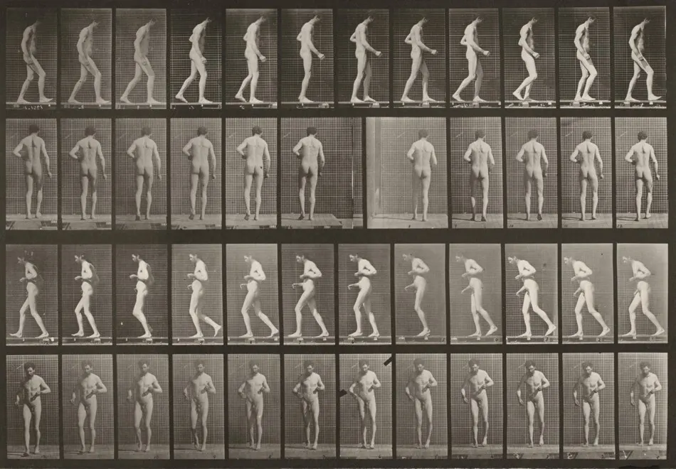 Plate Number 548. Lateral sclerosis, walking by Eadweard Muybridge