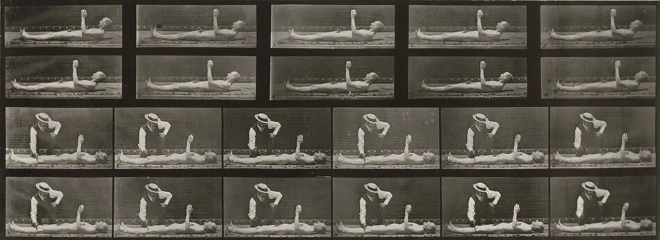 Plate Number 556. Local chorea, lying down by Eadweard Muybridge