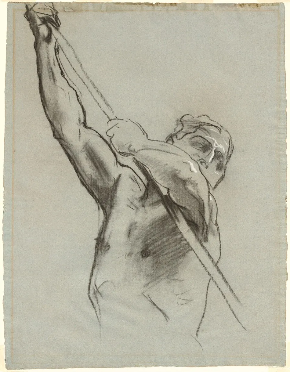 Male Torso with Pole by John Singer Sargent