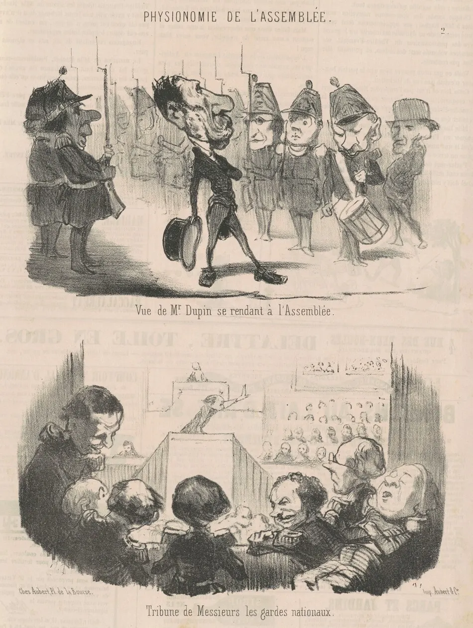 Vue de M. Dupin se rendant a l'assemblée by Daumier, Honoré