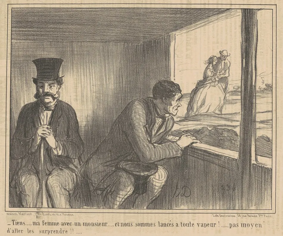 Tiens ... ma femme avec un monsieur ... by Daumier, Honoré