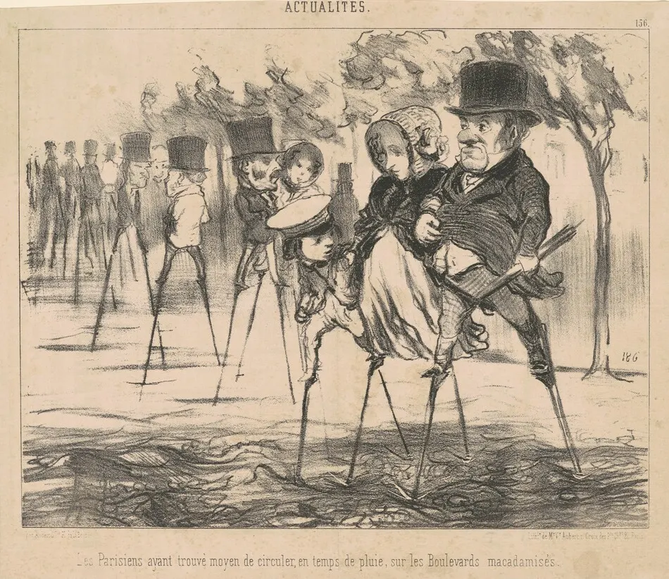 Les Parisiens ayant trouvé le moyen de circuler ... by Honoré Daumier