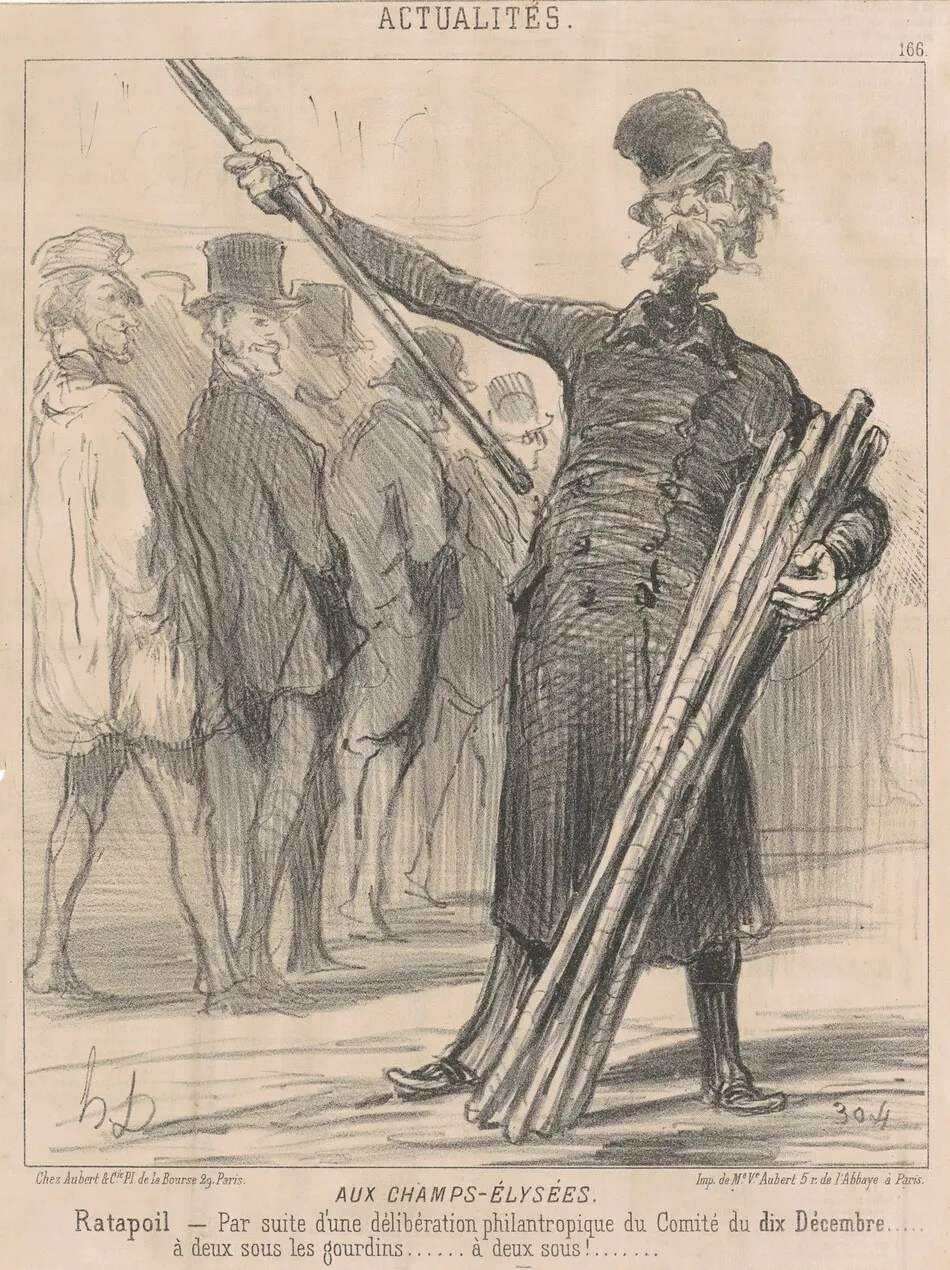 Aux Champs-Elysées, Ratapoil. Par suite d'une délibération philantropique [sic] du Comité du dix Décembre...à deux sous à club...deux sous... by Honoré Daumier