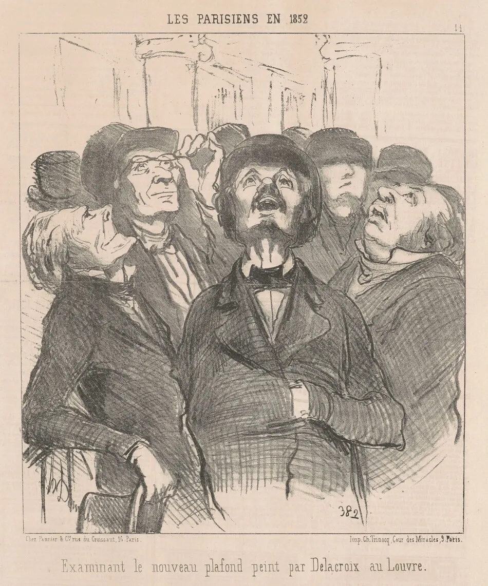 Examinant le nouveau plafond ... by Honoré Daumier