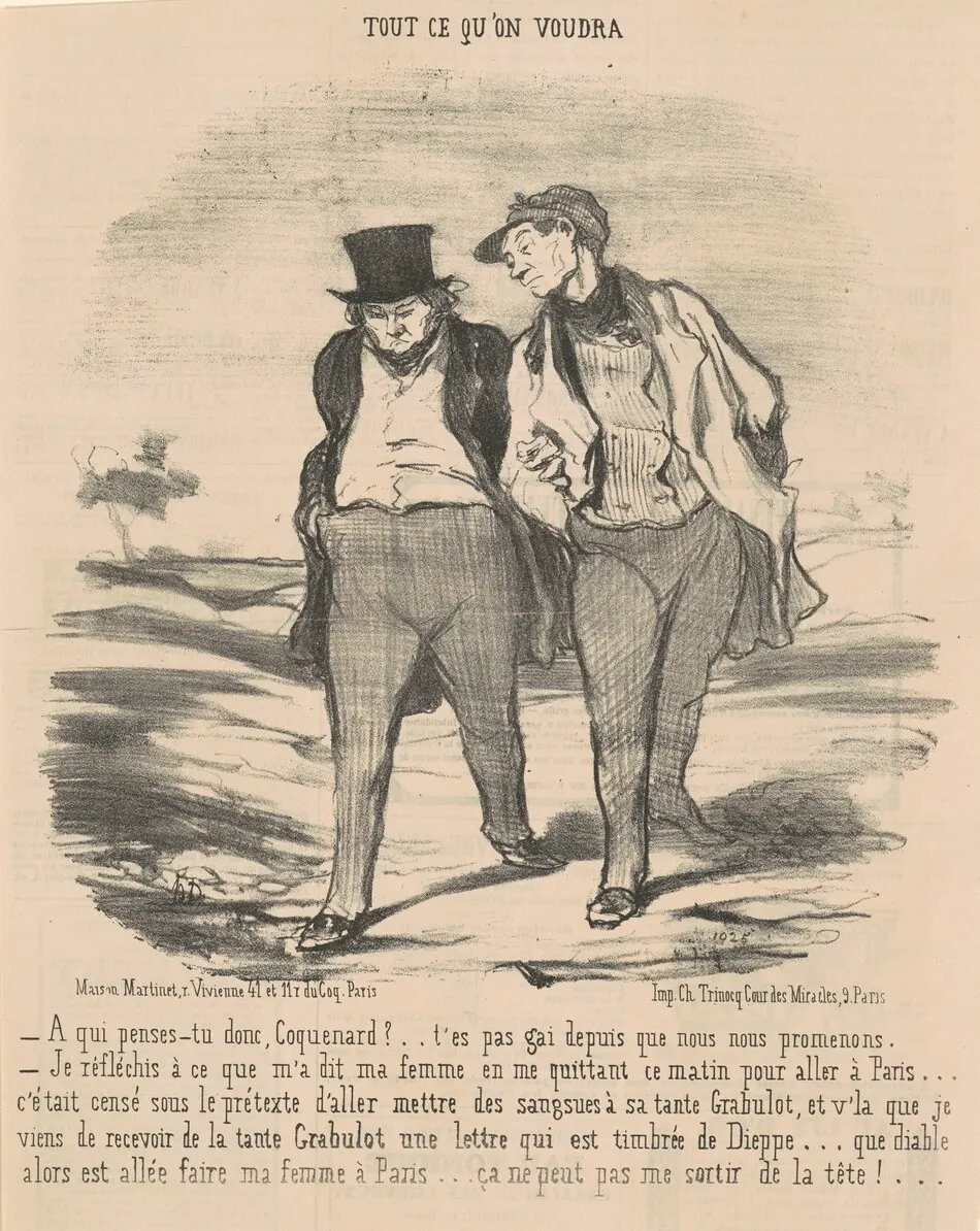 A qui penses-tu donc, coquenard? ... by Honoré Daumier
