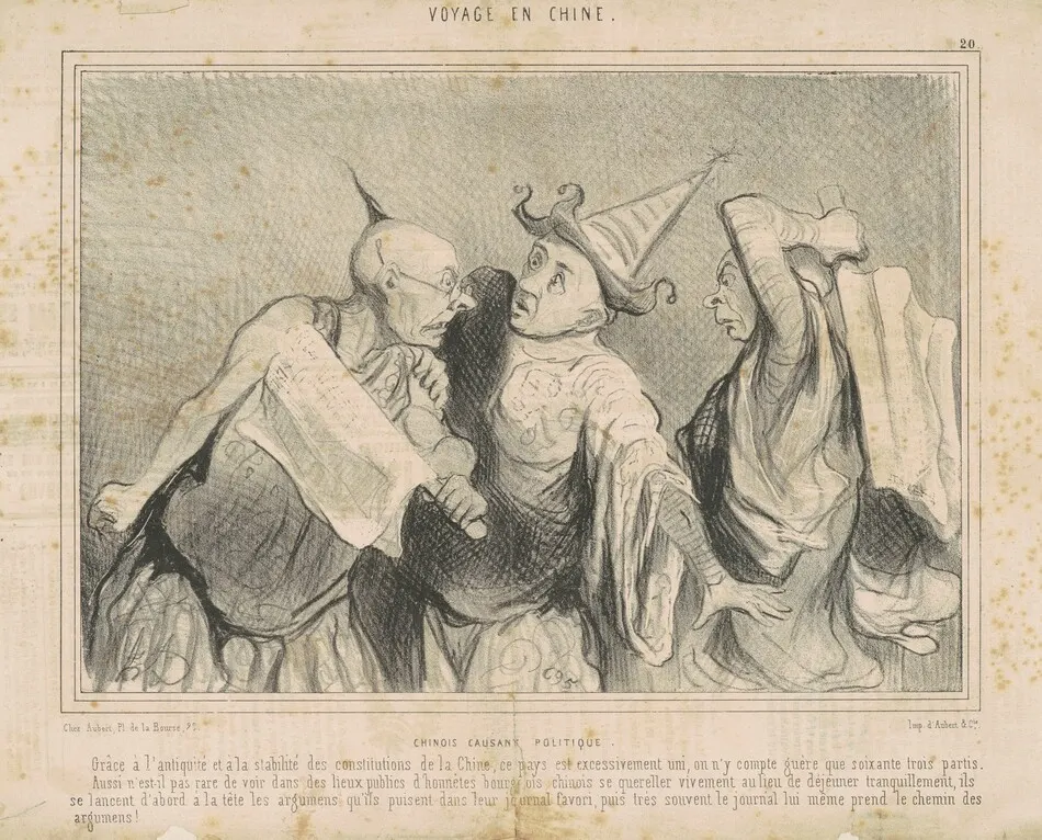 Chinois causant politique by Honoré Daumier
