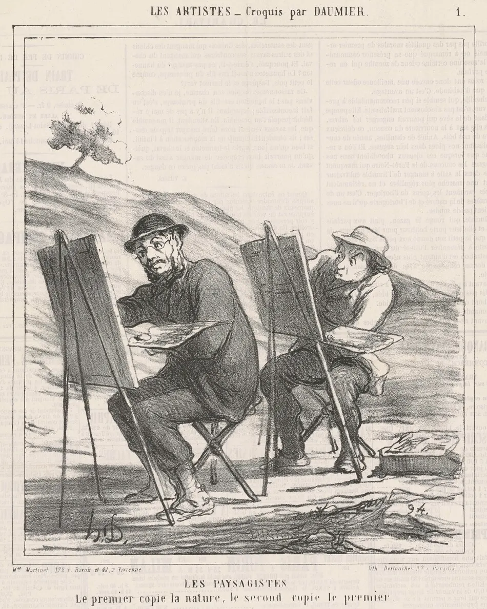 Les paysagistes. Le premier copie la nature by Honoré Daumier