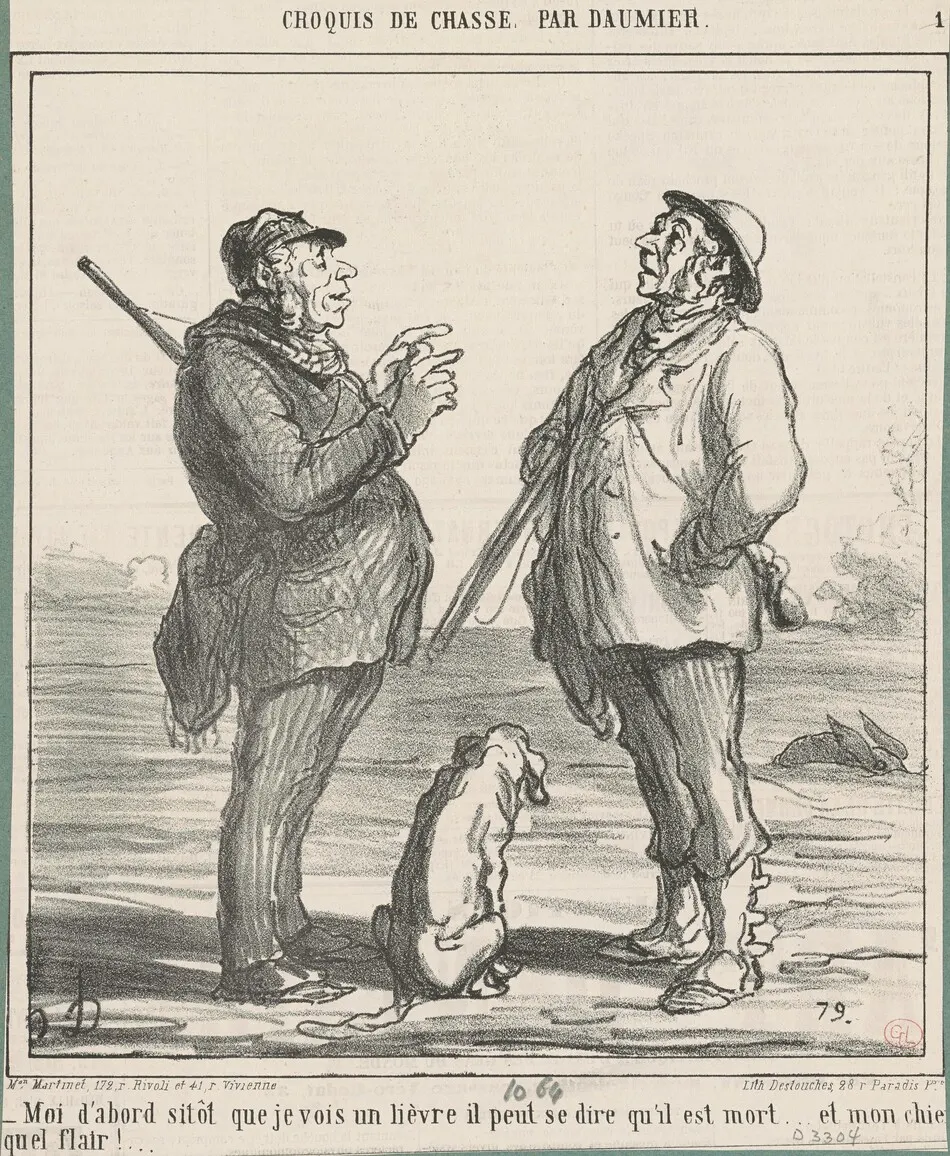 Moi d'abord sitot que je vois un lièvre ... by Honoré Daumier