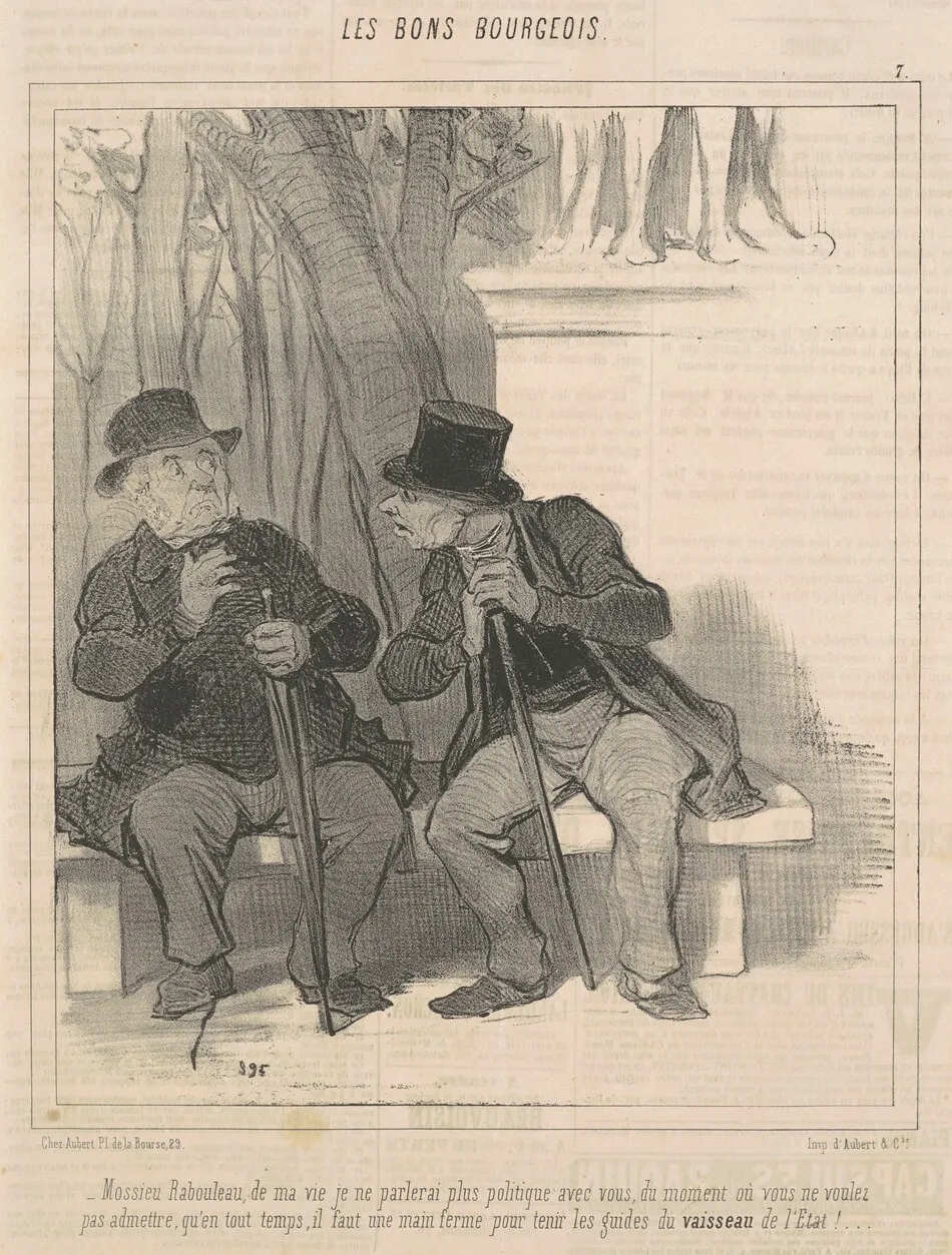 Mossieu Rabourdeau ...  je ne parlerai plus politique avec vous .. by Honoré Daumier