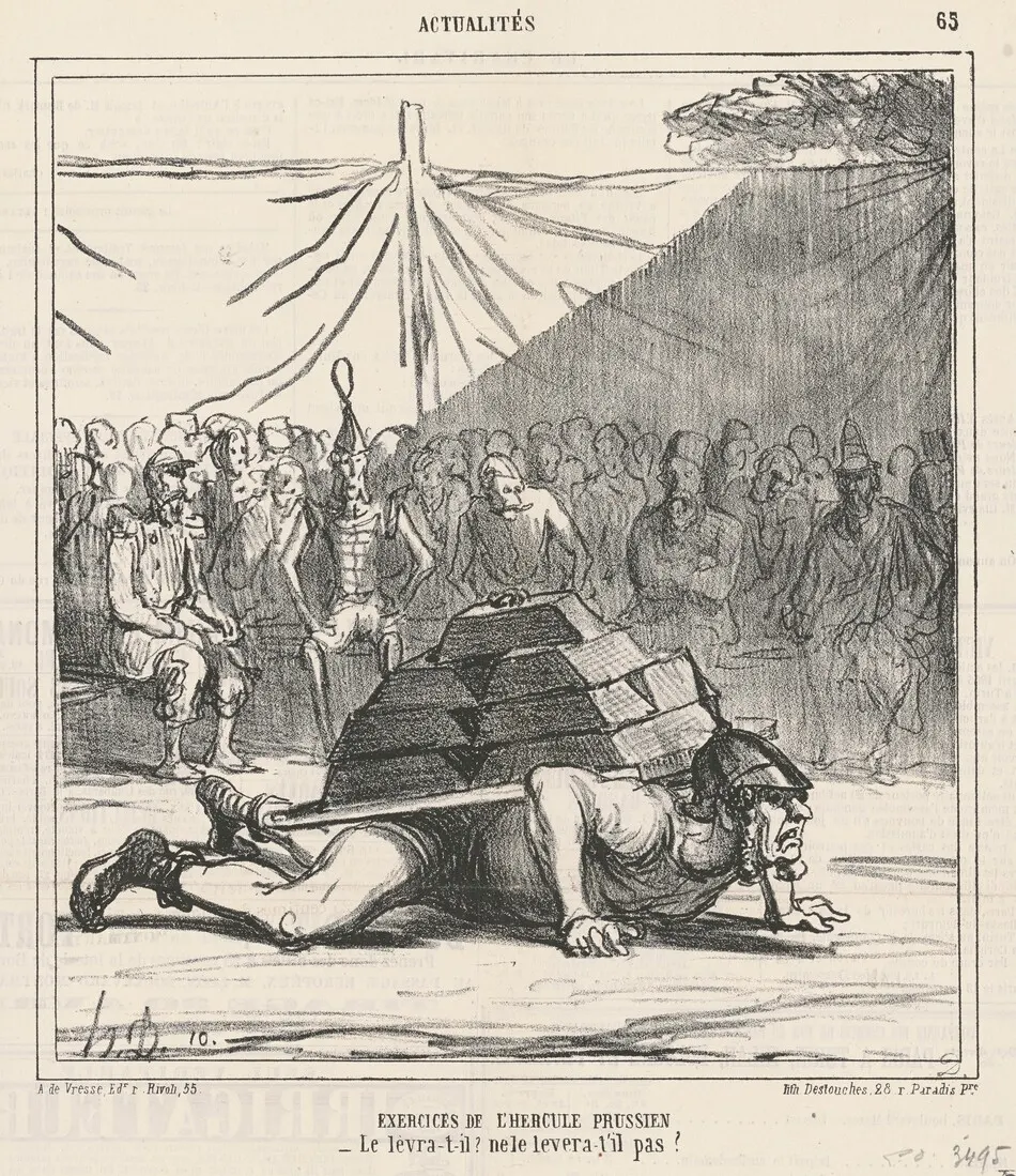 Exercises de l'hercule prussien by Honoré Daumier