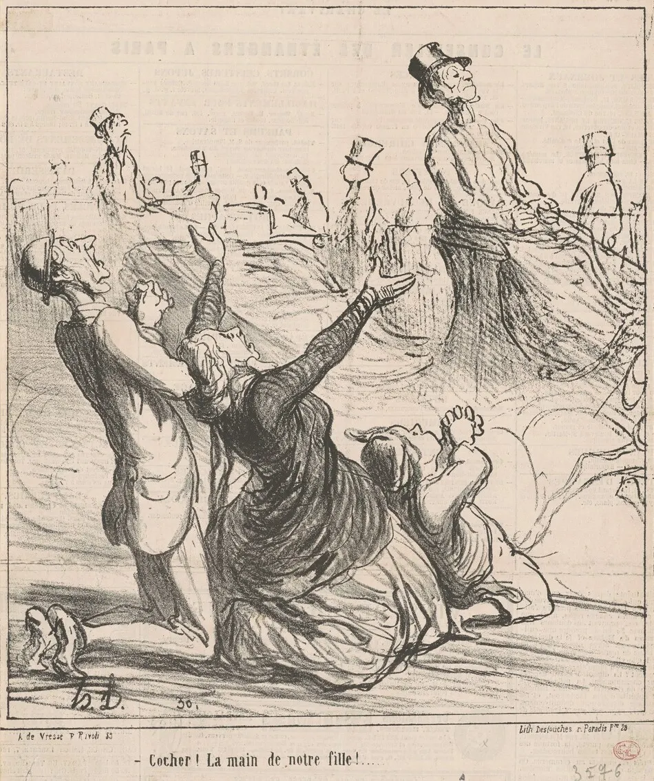 Cocher! La main de notre fille! by Honoré Daumier