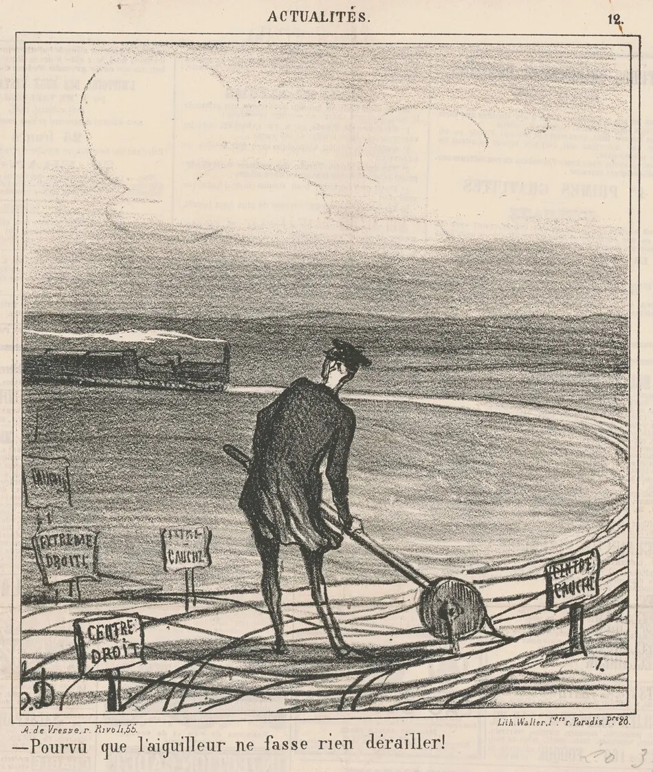 Pourvu que l'aiguilleur ne fasse rien dérailler! by Honoré Daumier