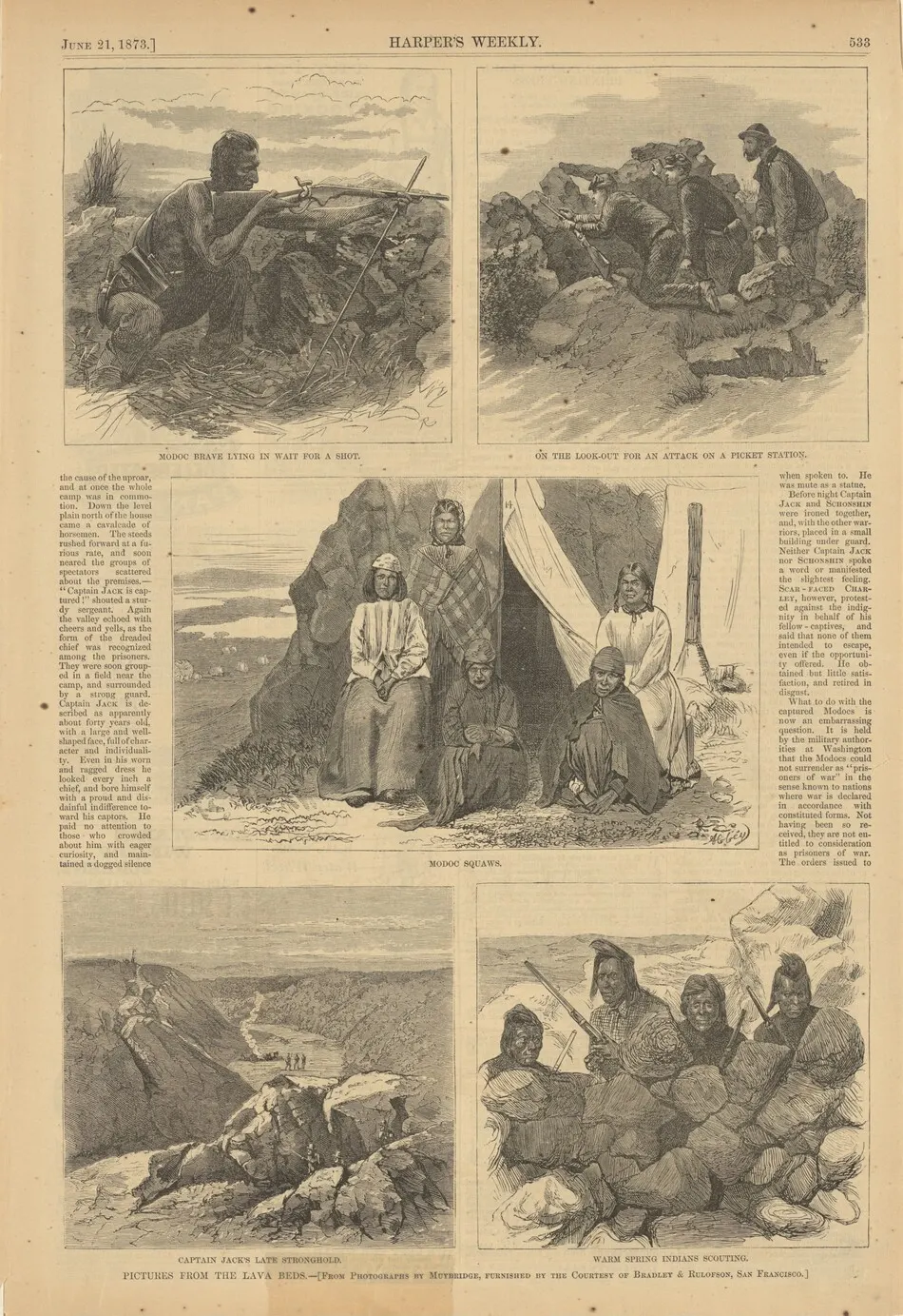 Pictures from the Lava Beds, from "The Last of the Modocs," Harper's Weekly by Eadweard Muybridge