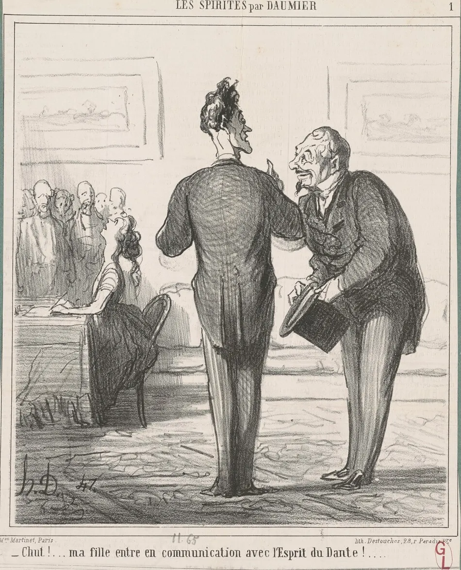 Chut ... ! Ma fille est en communication ... by Honoré Daumier