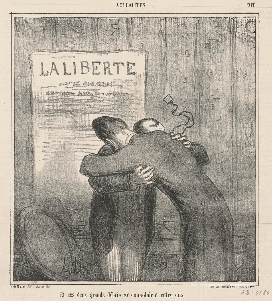 Et ces deux grands débris se consolaient by Honoré Daumier