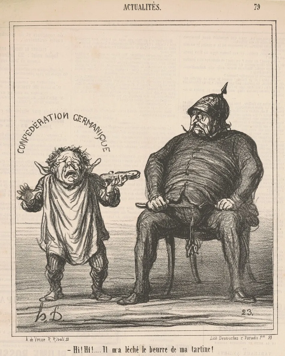 Hi! hi! ... Il m'a léché le beurre de ma tartine by Honoré Daumier