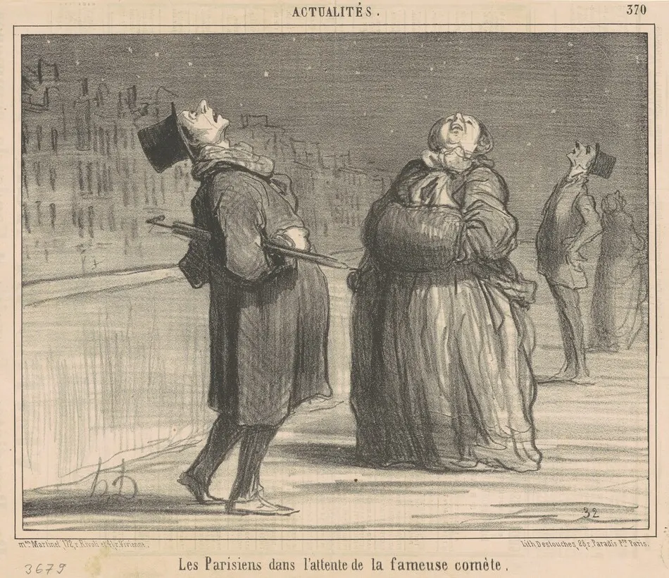 La parisiens dans l'attente de la ...comète by Honoré Daumier
