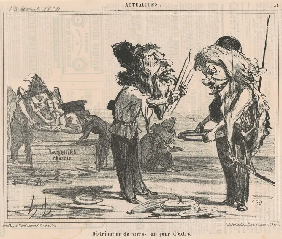 Distribution de vivres un jour d'extra by Honoré Daumier