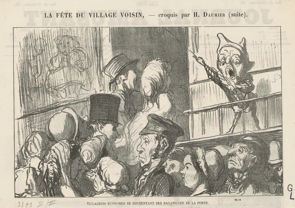 Villageois économes se contentant ... (recto);  A la campagne, pas de grèves de cochers ... (verso) by Daumier, Honoré