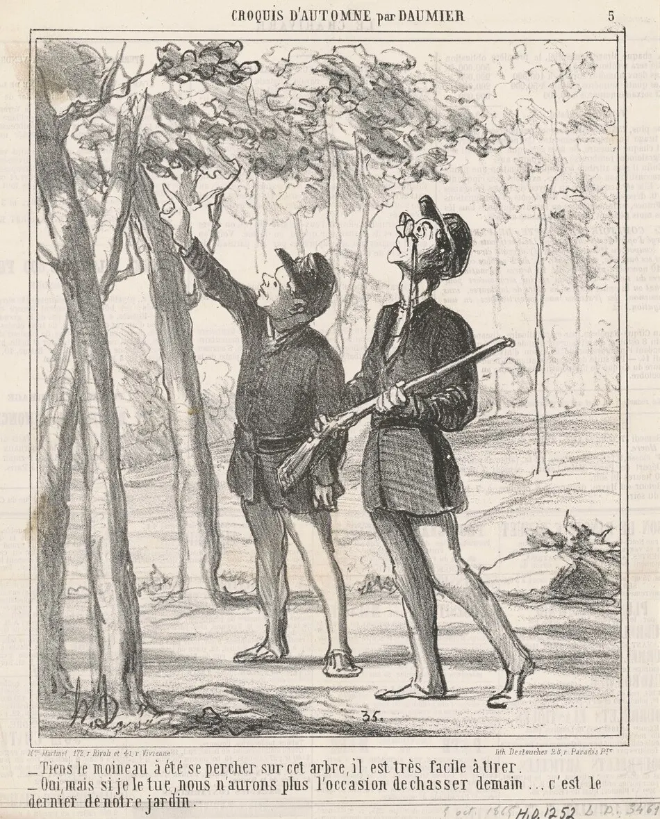 Tiens, le moineau a été sepercher by Daumier, Honoré