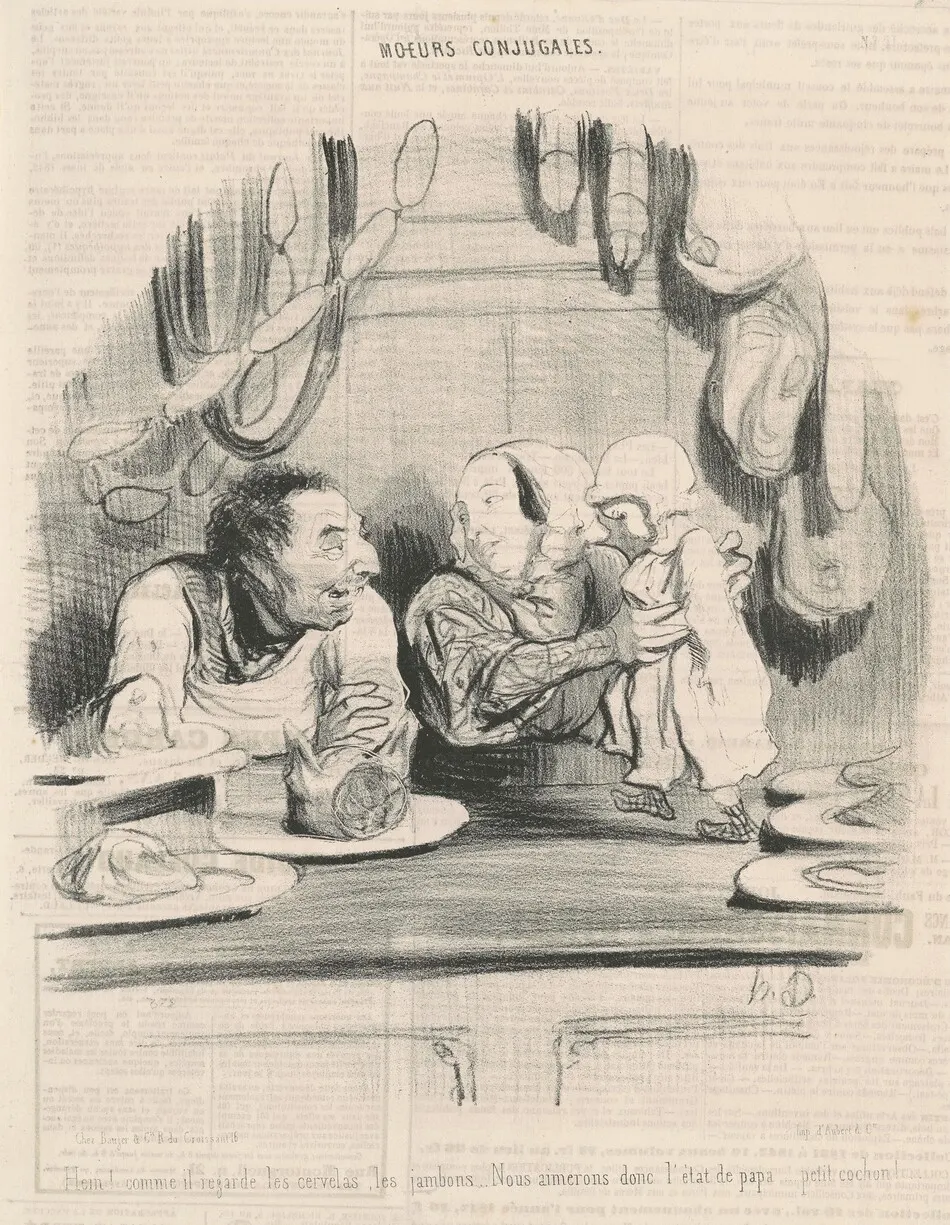 Hein! comme il regarde les cervelas... by Honoré Daumier