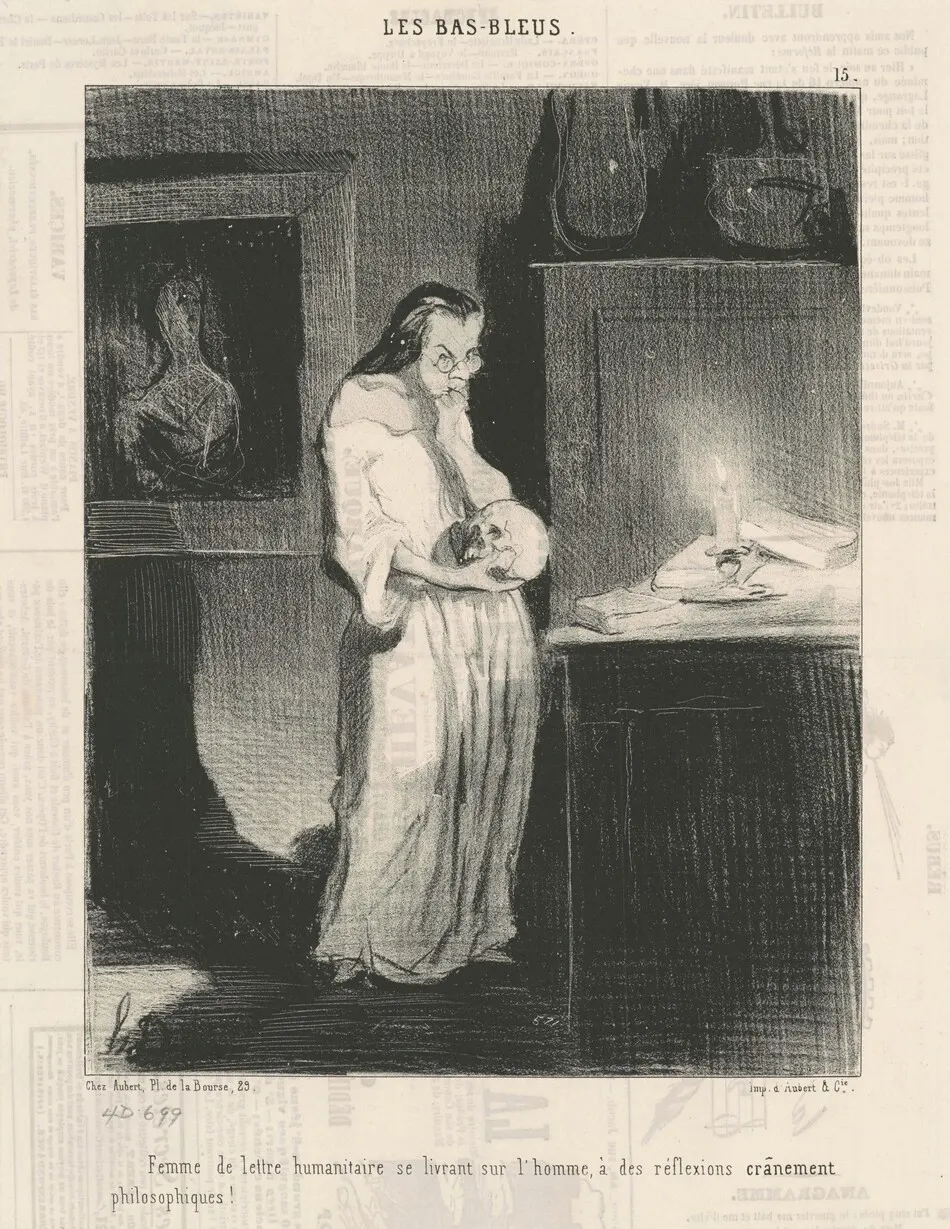 Femme de lettre humanitaire se livrant sur l'homme ... by Honoré Daumier