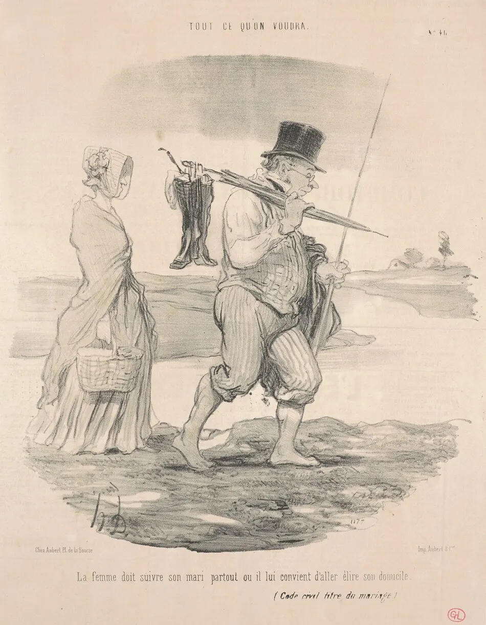 La femme doit suivre son mari ... by Honoré Daumier