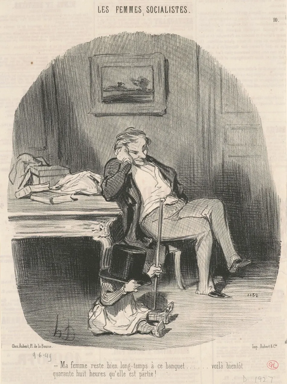 Ma femme reste bien longtemps a ce banquet ... by Honoré Daumier