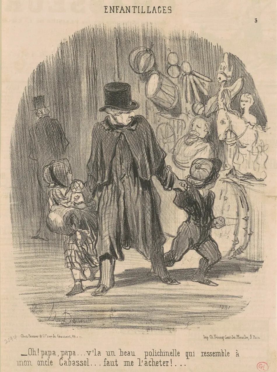 Oh! Papa, papa ...v'la un beau ... by Honoré Daumier