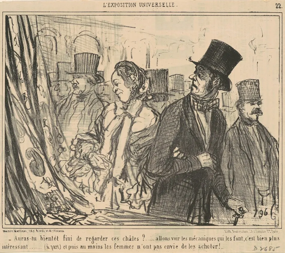 Auras-tu bientot fini de regarder ces chales? by Honoré Daumier