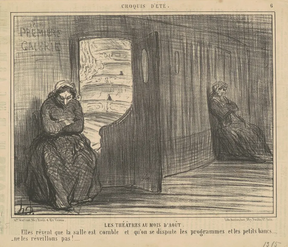 Les thèatres au mois d'aout by Honoré Daumier