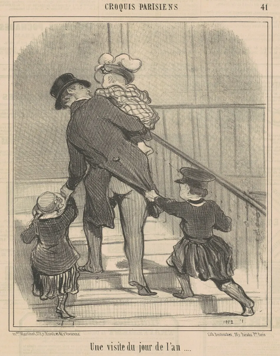 Une visite du jour de l'an by Daumier, Honoré