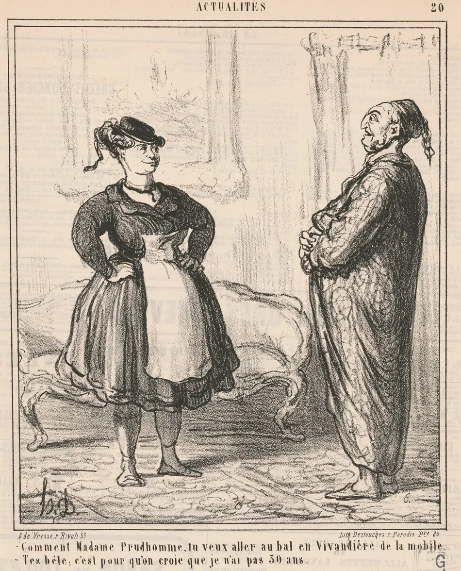 Comment Madame Prudhomme ... En vivandière ... by Honoré Daumier