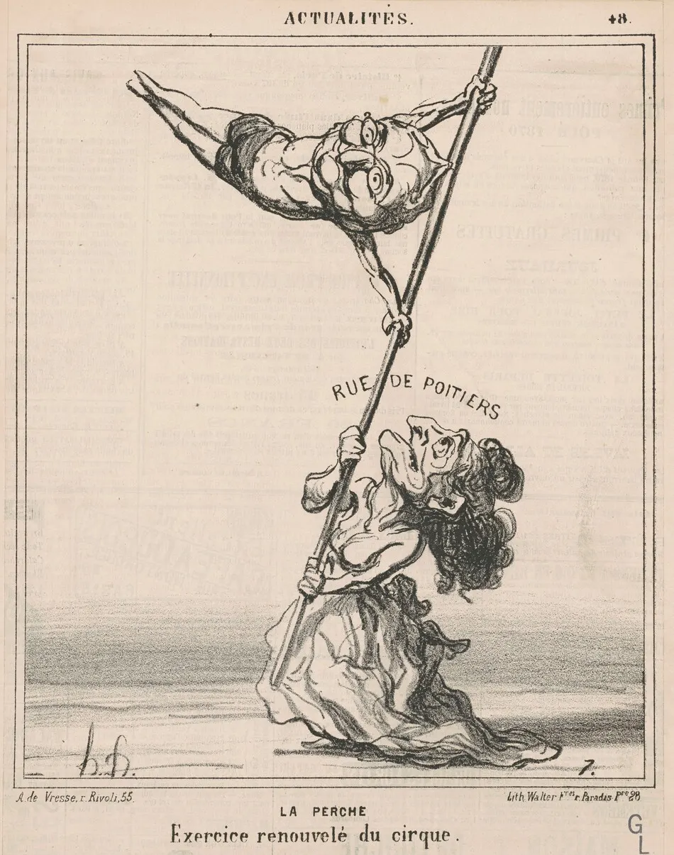 La perche by Honoré Daumier