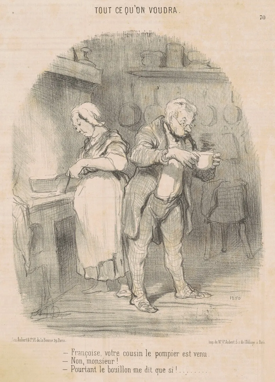 Francois, votre cousin le pompier est venu ... by Honoré Daumier