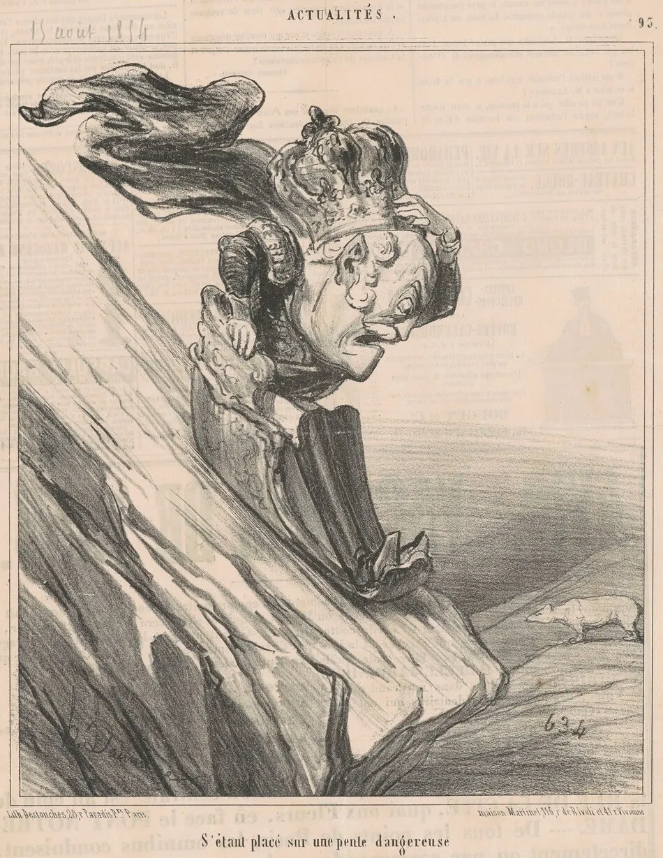 S'étant placé sur une pente dangereuse by Daumier, Honoré