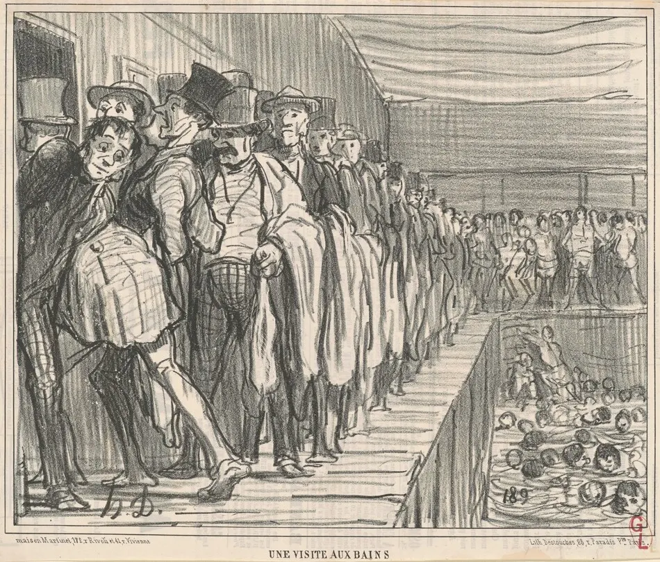 Une visite aux bains by Daumier, Honoré